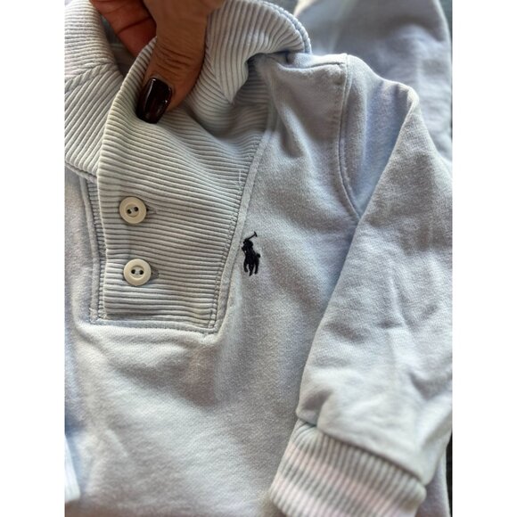 Ralph Lauren Baby Boy Blue Cotton Embroidered Collar Footed Coverall 6 MONTHS - Picture 1 of 9